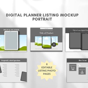 Etsy Shop Digital Planner Portrait Listing Photos Mockup: Canva Template
