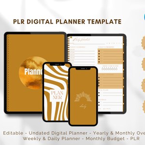 Canva PLR Digital Planner Template  | Canva Editable  Planner Template Kit| Commercial Use Resale Rights | Hyperlinked Tabs | Orange