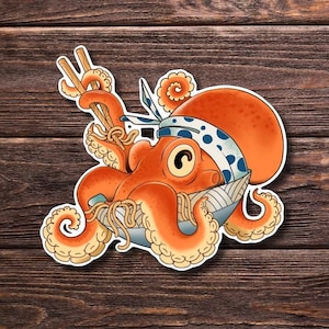 Sticker pieuvre mignon - impression flash de tatouage de qualité - sticker flash de tatouage haute résolution - étiquette d'illustration - accessoire animal imperméable