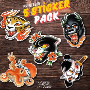 5 Pack Aufkleber | Stickerbogen | Hochauflösendes Graphik Label | Geschenk für Notebook, Wasserflasche, Laptop etc.
