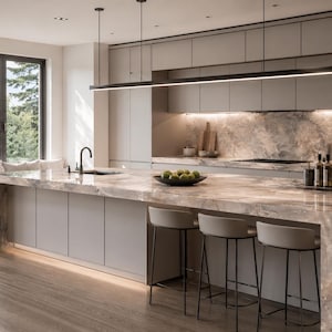 Agate Countertop | White Quartz Agate Kitchen Slab | Luxury Island & Vanity Top