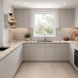 Agate Countertop | White Gemstone Kitchen Slab | Custom Kitchen Island Surface