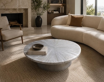Selenite Console Table | White Crystal Stone Entryway Furniture | Luxury Hallway Decor