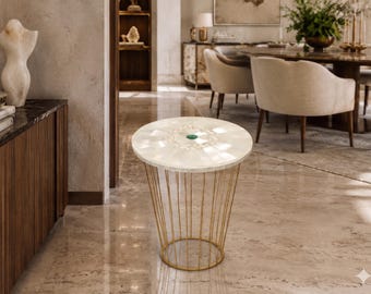 Selenite Console Table | Polished Crystal Hall Table | Luxury Foyer Decor