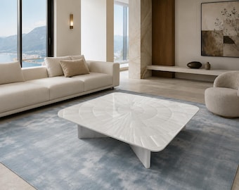 Selenite Console Table | White Crystal Sunburst Furniture | Luxury Entryway Decor