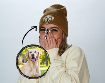 Custom Beanie With Pet Embroidered Dog Or Cat Hat