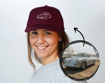 Custom Car Line Drawing Embroidered On Classic Cap