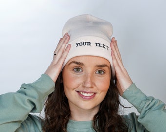 Custom Beanie With Text Embroidered