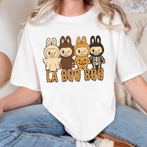 La Boo Boo Halloween Shirt, Cute Ghost Bunny Graphic Tee, Funny Halloween Cartoon T-Shirt, Soft Cozy Fall Shirt, Spooky Season Gift Tee