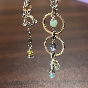 Necklace, Jewelry, Handmade, Gemstone,  Stackable, Beaded, Dainty, Hammered, Pendant, Crystals