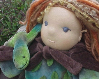 Waldorf Elf Doll  12  or 16 inch Custom with his Lizard Friend