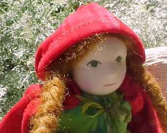 First Doll Little Red (or Pink) Riding Hood, Waldorf Doll, custom order