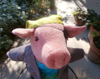 Pirate Pig, Plush Organic Velour, Waldorf Steiner Inspired Animal Doll