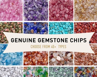 Chips de cristal a granel de piedras preciosas genuinas: bolsas de 1 oz, mini cristales sueltos sin perforar de 5 mm, más de 40 tipos diferentes de chips de piedras preciosas