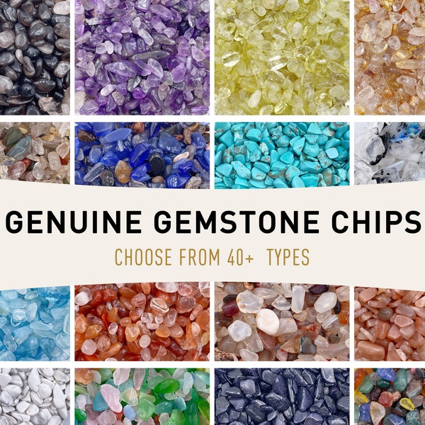 1 OZ Genuine Gemstone Bulk Crystal Chips, 5mm Loose Undrilled Semi Tumbled Mini Crystals, 40+ Different Kind Of Gemstone Chips