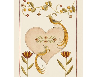 Folk art frameable greeting card print "Paradiso"