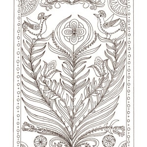 Folha eletrônica do livro de pintura e cor da American Fraktur para download digital para impressão