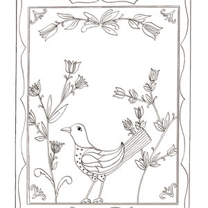 Digital Printable Download American Fraktur Paint-and-Color Book E-Sheet