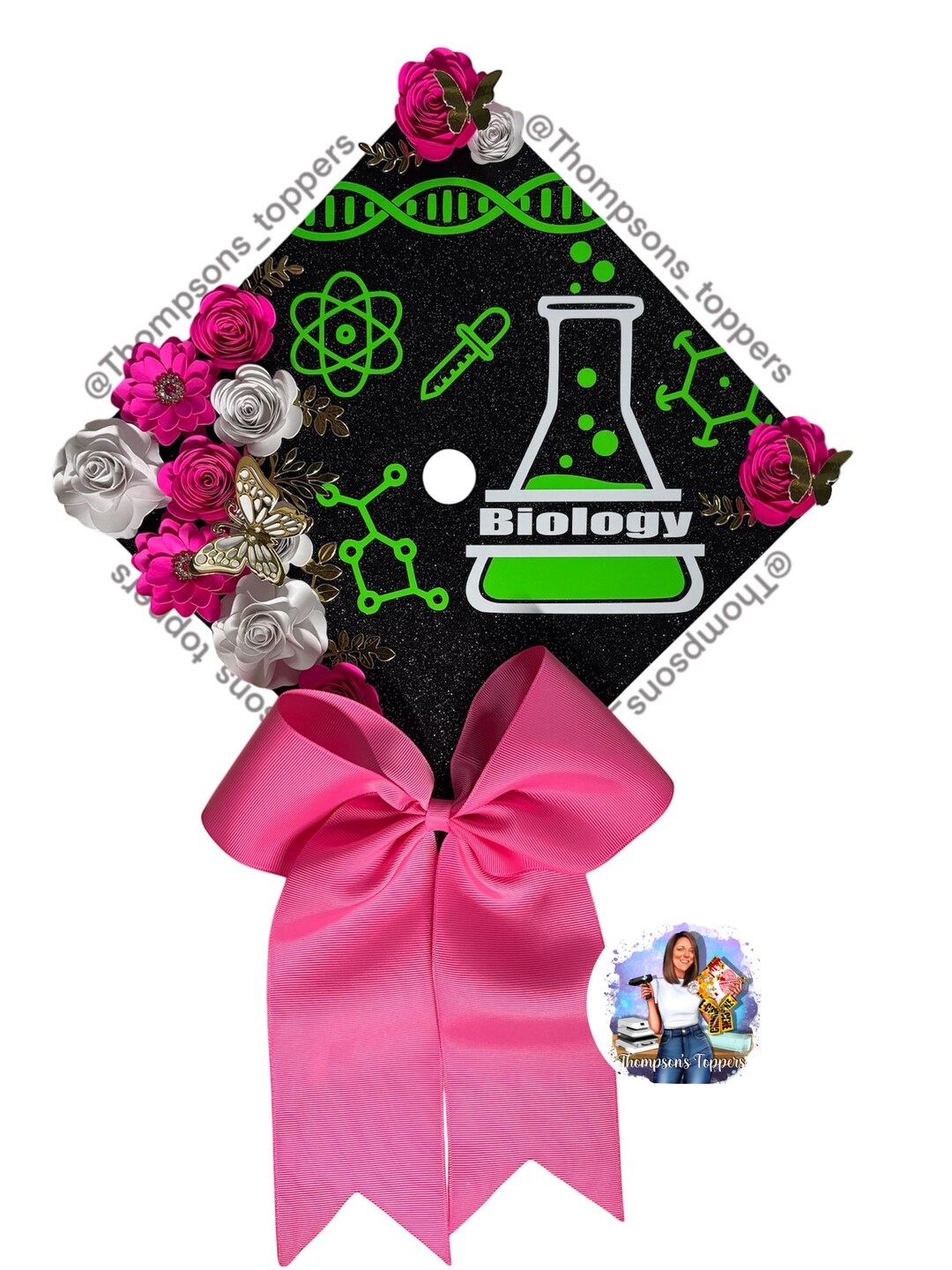 Ag Science Topper Biology Grad Cap Topper: Glitter Cardstock Base, Science Beaker, Icons ...