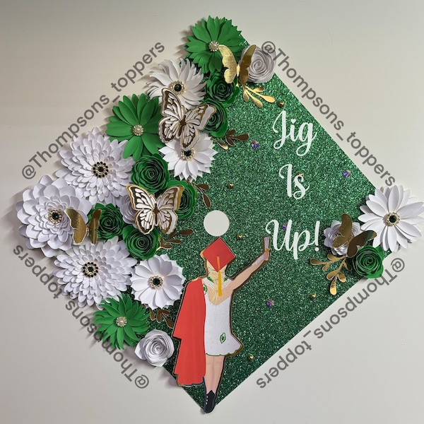 Irish Dance Graduate Glitter cardstock graduation topper with paper cardstock flowers