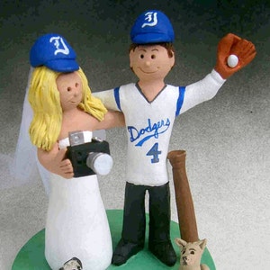 Dodgers Baseball Fans Wedding Cake Topper, Bride with Camera Wedding Cake Topper, Dodgers Wedding Anniversary Gift, Dodgers Marriage Statue