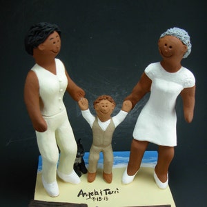 Gay African American Bride's Jump Broom Wedding Cake Topper, African American Lesbians Wedding Cake Topper, black lesbians wedding statue image 1