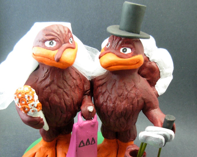 Hokie Bird Wedding Cake Topper - Custom Made