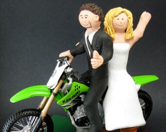 Kawasaki Off Road Motorcycle Wedding Cake Topper, Anniversary Gift for Motorcycle Riders, Dirt Biker's Wedding Anniversary Gift.