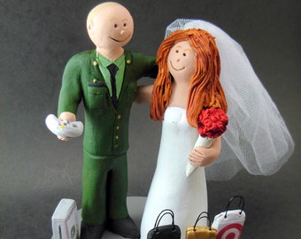 Bald Marine's Wedding Cake Topper,  Soldier's Wedding Cake Topper, Military Wedding Cake Topper, Army / Air Force / Navy Wedding Cake Topper