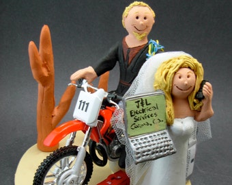 Honda Dirt Bike Wedding Cake Topper , Anniversary Gift for Honda Motorcycle Riders, Honda Dirt Biker's Wedding Anniversary Gift/Cake Topper.