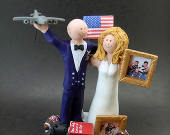 Air Force Pilot Groom In Uniform Wedding Cake Topper, USAF Pilot Wedding Anniversary Gift/Cake Topper, Air Force Pilot Wedding CakeTopper
