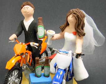 KTM Off Road Motorcycle Wedding Cake Topper, Anniversary Gift for Motorcycle Riders, Dirt Biker's Wedding Anniversary Gift, Wedding Figurine