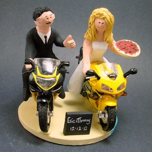 Sportbike Motorcycle for Bride and Groom Wedding Cake Topper,  Motorcycle Wedding Cake Topper, Motorcycle Riders Wedding Cake Topper
