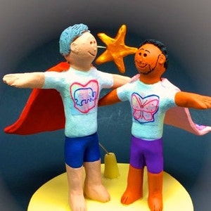 Même sexe interracial Wedding Cake Topper, Gay Wedding Cake Topper, Caketopper pour 2 hommes, deux palefreniers Caketopper, Gays Wedding Cake Topper