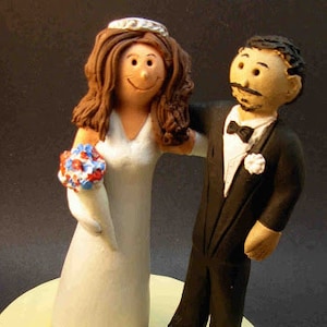 American Bride Hispanic Groom Wedding Cake Topper, American Latino Wedding CakeTopper, Wedding Anniversary Gift for American / Latino Couple