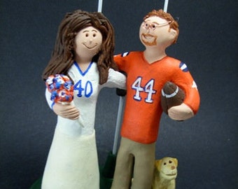 College Football Wedding Cake Topper,  Football Bride Wedding Cake Topper - Football Fan's Wedding Cake Topper