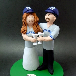 Yankees Bride and Groom Baseball Wedding Cake Topper, Yankees Baseball Wedding Anniversary Cake Topper, Yankees Wedding Anniversary Gift.