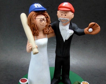 Phillies Wedding Cake Topper, Yankees Bride Baseball Wedding Cake Topper, Phillies Wedding Anniversary Gift, MLB Baseball Wedding Gift