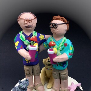 Gay mariage Wedding Cake Topper, Gay Wedding Cake Topper, Caketopper pour 2 hommes, deux palefreniers Caketopper, Gays Hawaiian Wedding Cake Topper