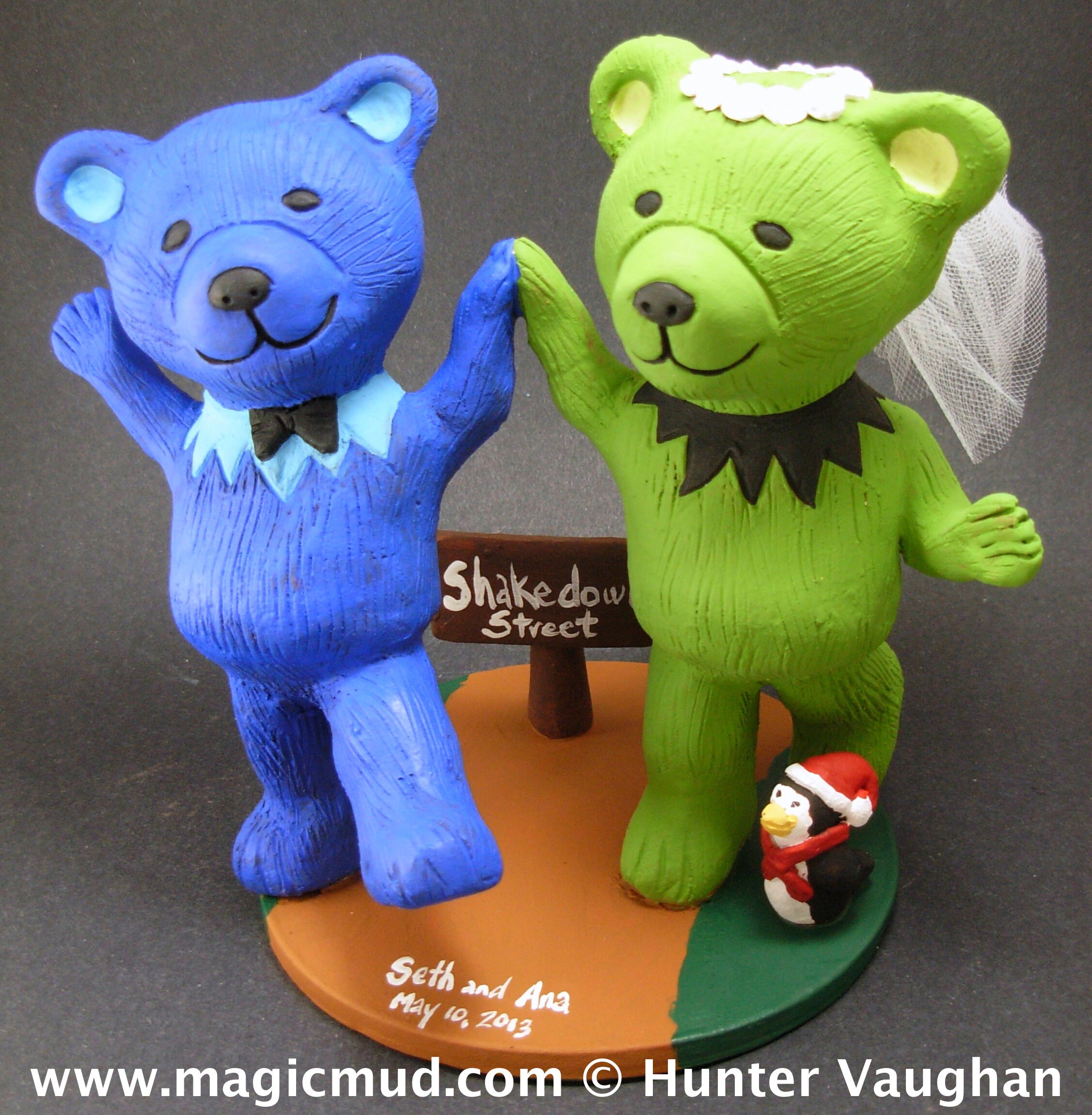 Rock and Roll Bears Wedding Cake Topper , Custom Made