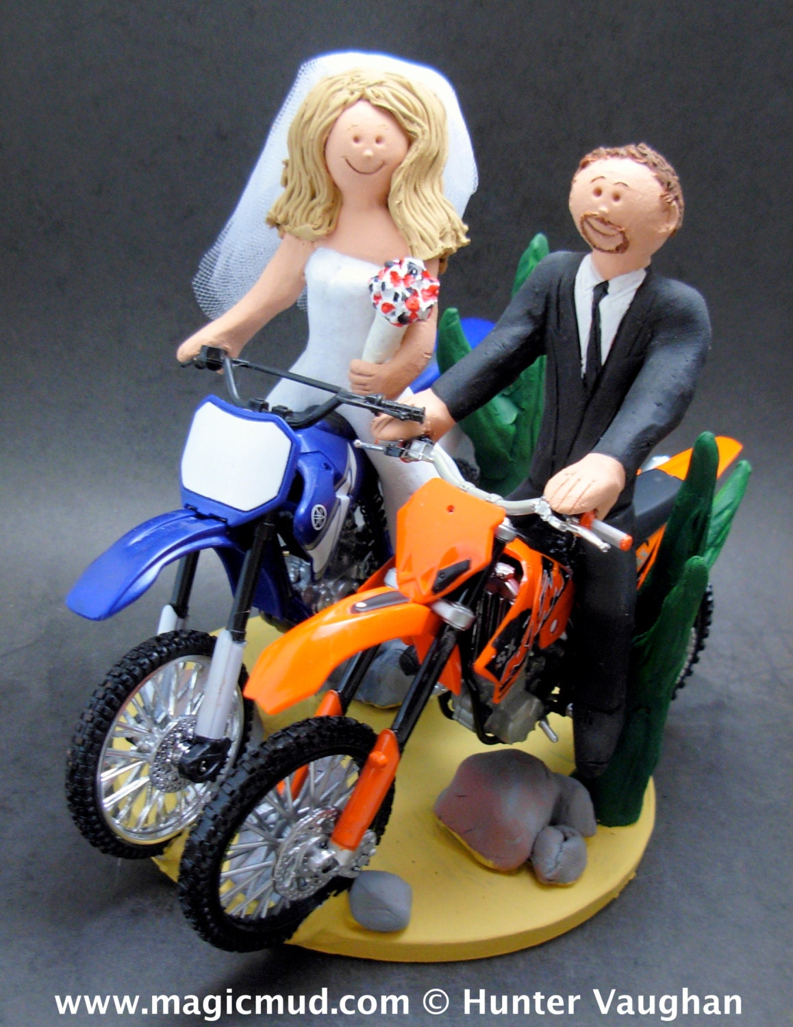 Dirt Biker's Motorcycle Wedding CakeTopper, Anniversary