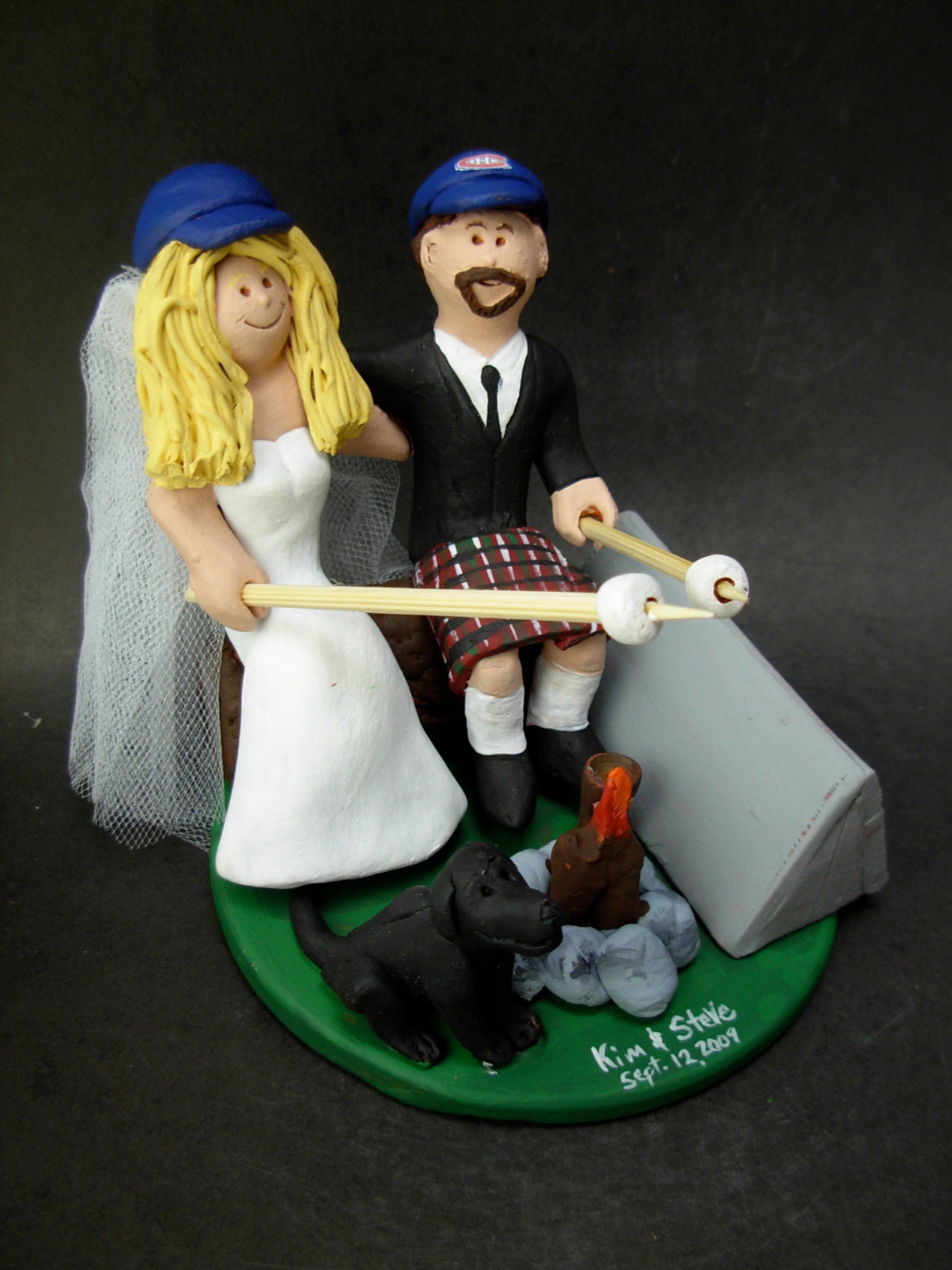 Camper's Wedding Cake Topper, Campfire Marshmallows Wedding Cake Topper