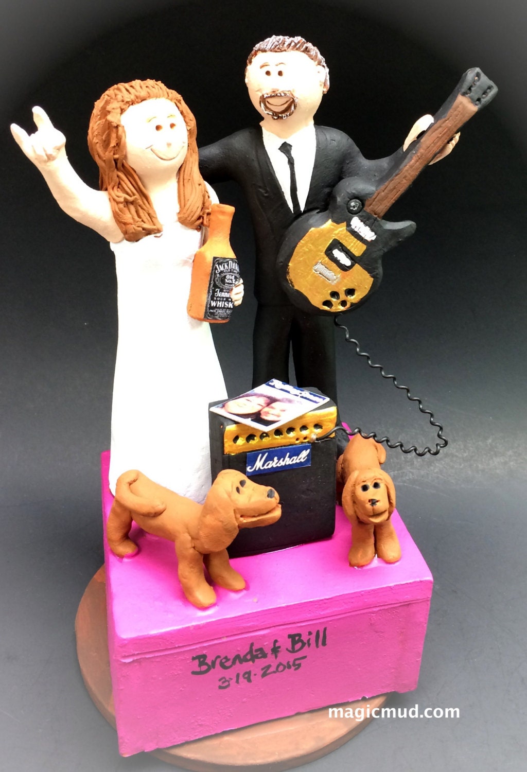 Rock n Roll Guitarist's Wedding Cake Toppers, Custom Made Rock n Roll Guitarist's Wedding Cake Toppers, Custom Made