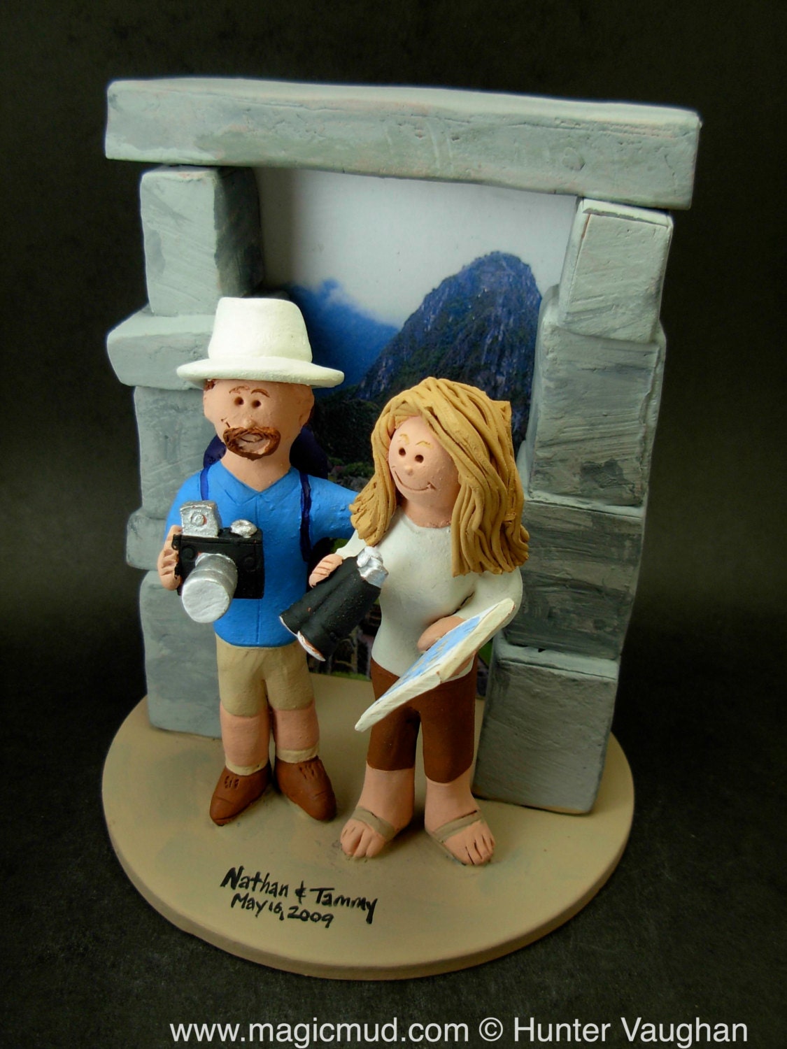 Traveller's and Backpacker's Wedding Cake Topper, Selfie Wedding Cake