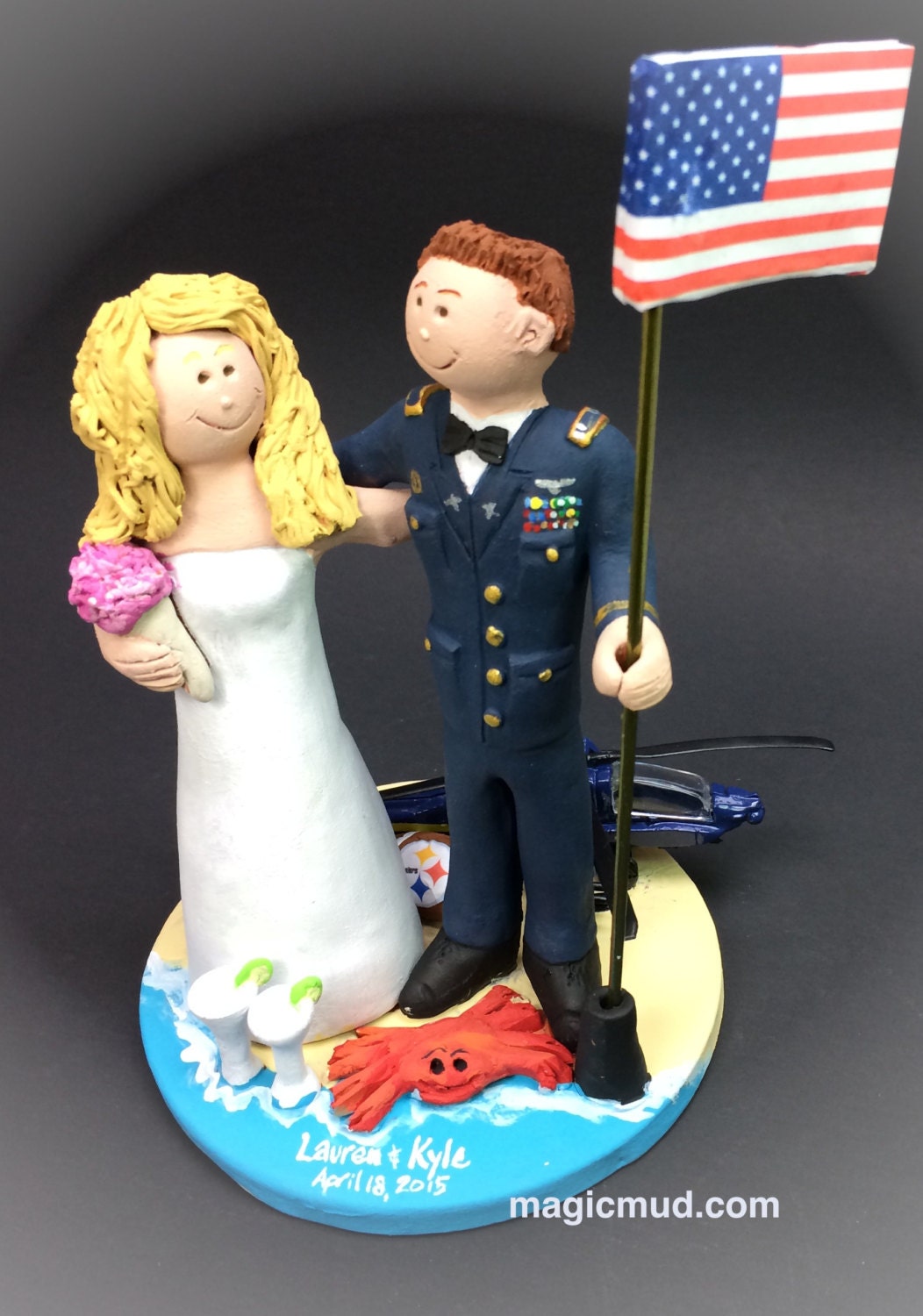 Army Pilot With Blackhawk Helicopter Wedding Cake Topper Army