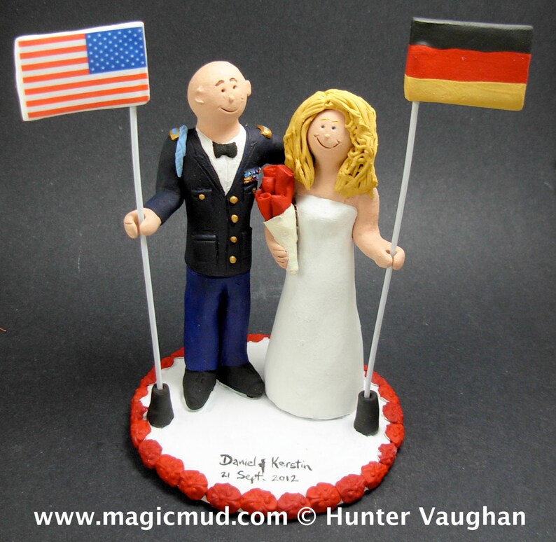 Army Groom In Uniform Wedding Cake Topper, Dress Blues Uniform Wedding Cake Topper, Beer Stein Wedding Cake Topper, Army Wedding Cake Topper image 2