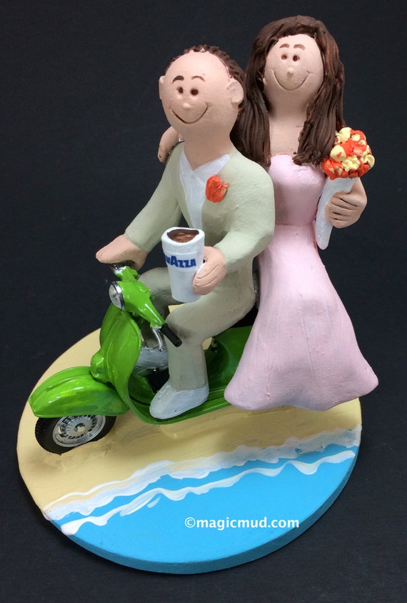 Scooter Wedding Cake Topper Custom Made Vespa Riders Wedding Etsy