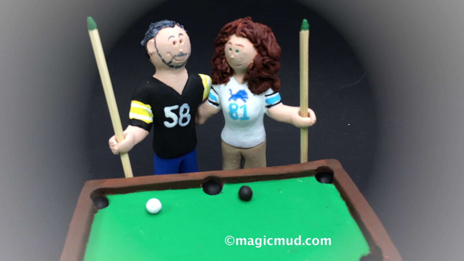 Billiard Player's Wedding Cake Topper Custom Made Pool Players Wedding