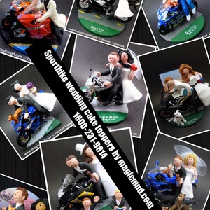 Bride and Groom on Sportbike Motorcycle Wedding Cake Topper, Motorcycle Wedding Cake Topper, Motorcycle Riders Wedding Cake Topper
