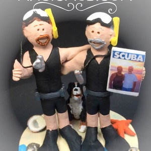 Gay s Wedding Cake Topper, plongée sous marine Gays Wedding Cake Topper, Caketopper pour les 2 hommes, deux palefreniers Caketopper, FLA. Gays Wedding Cake Topper